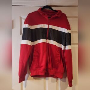 CSG men's red, white, and black zip up sweatshirt L